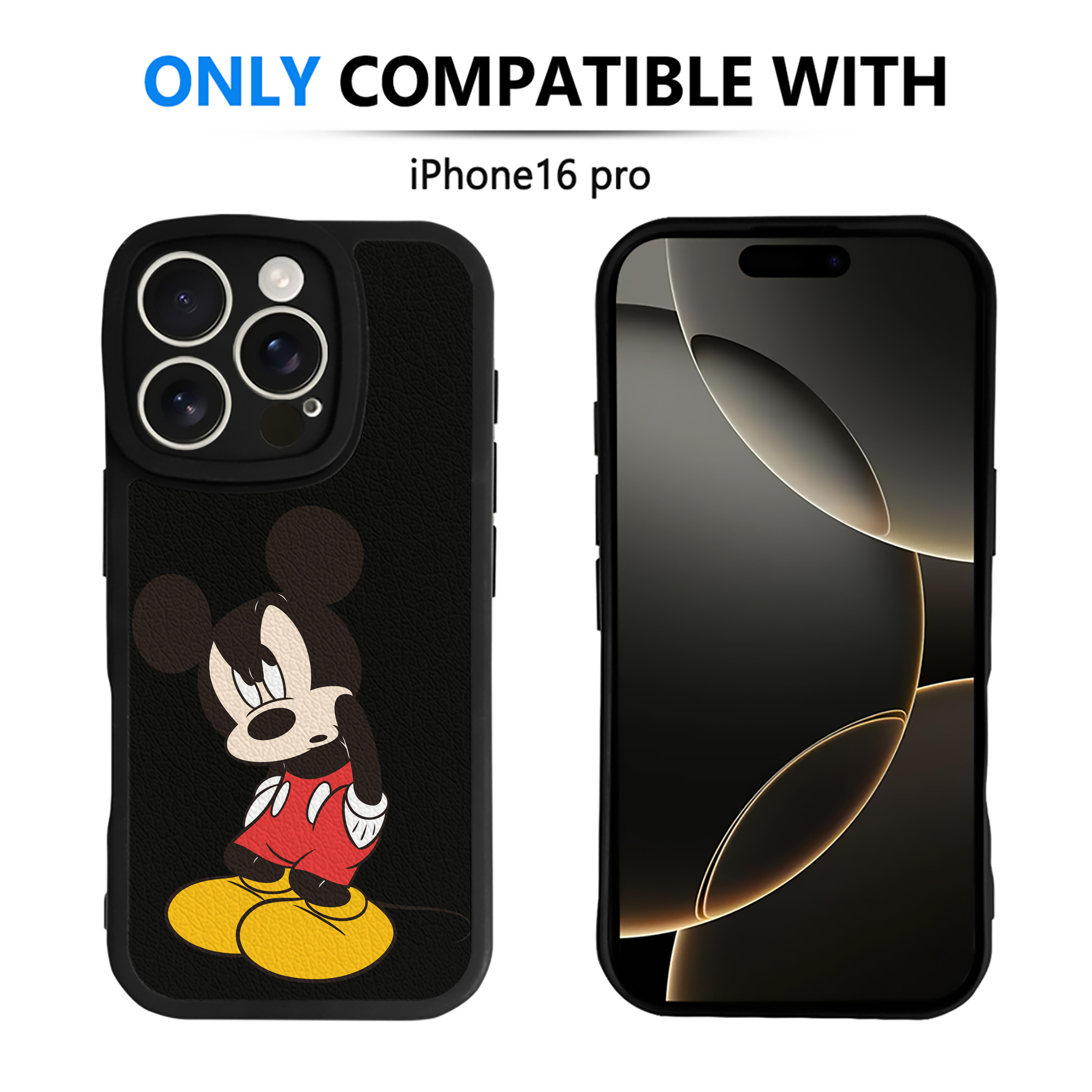 （画像用） ミッキーマウス Mickey Mouse 【iPhone 16シリーズ対応】シリコンスマホケース（レザー調） 材質：シリコン